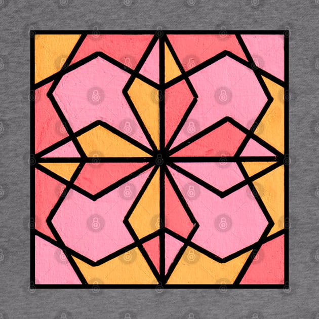 Pink Coral Peach Geometric Abstract Acrylic Painting by abstractartalex